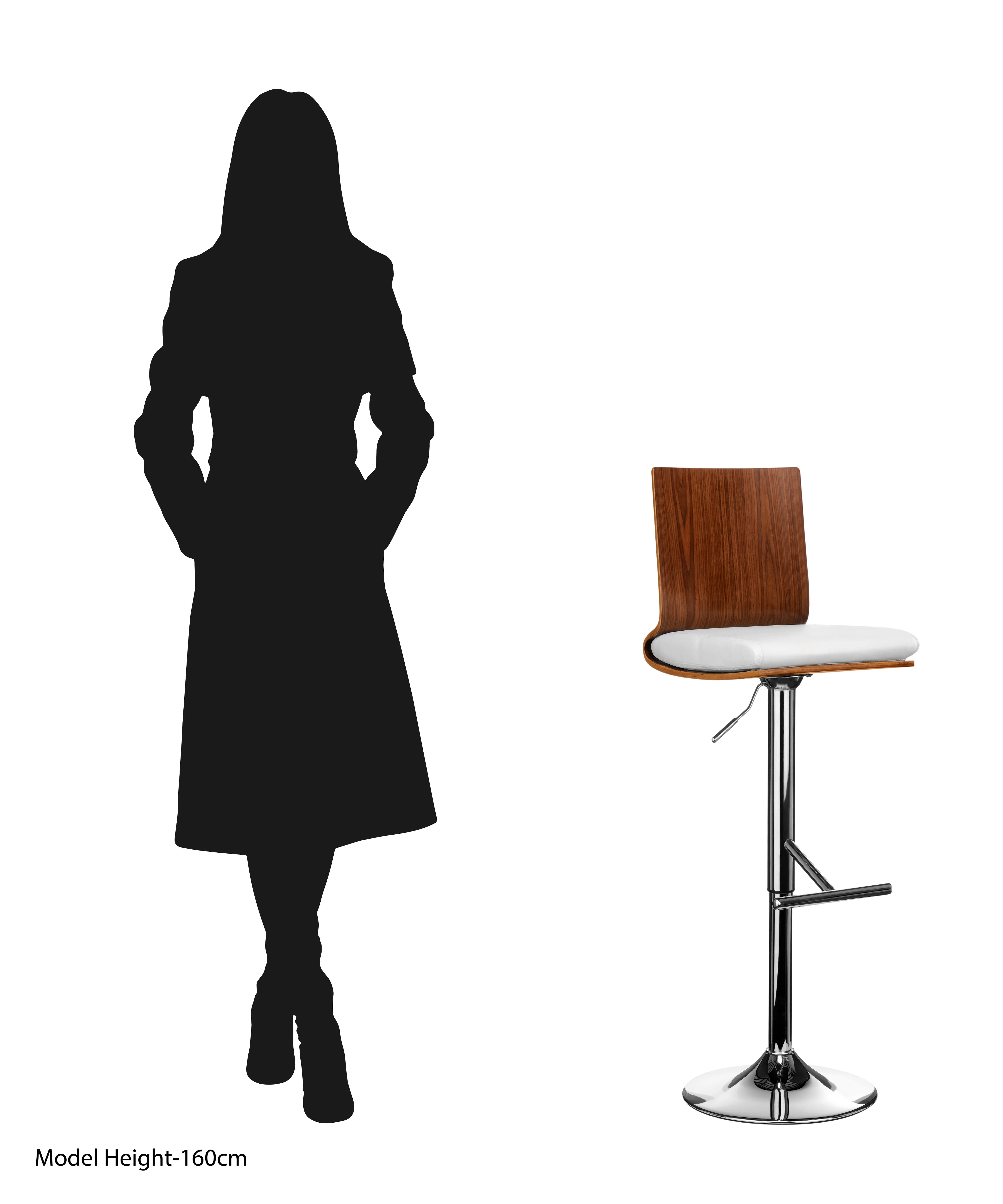 Bourton Walnut Brown Wood & White Bar Stool